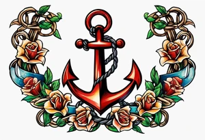 old school anchor with rope wrapped around anchor and banner across anchor tattoo idea