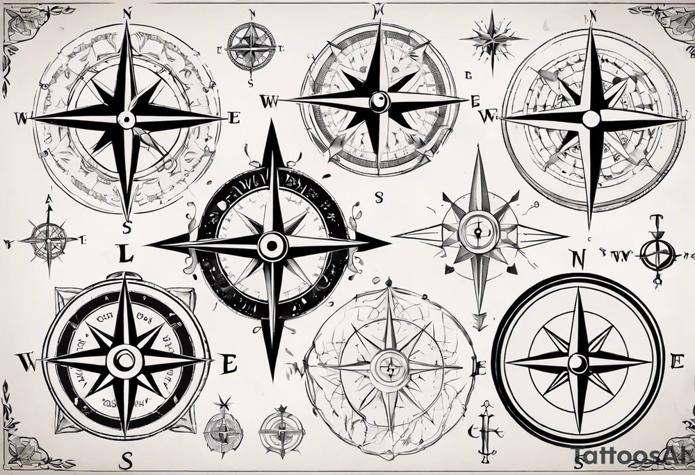 medieval compass tattoo idea