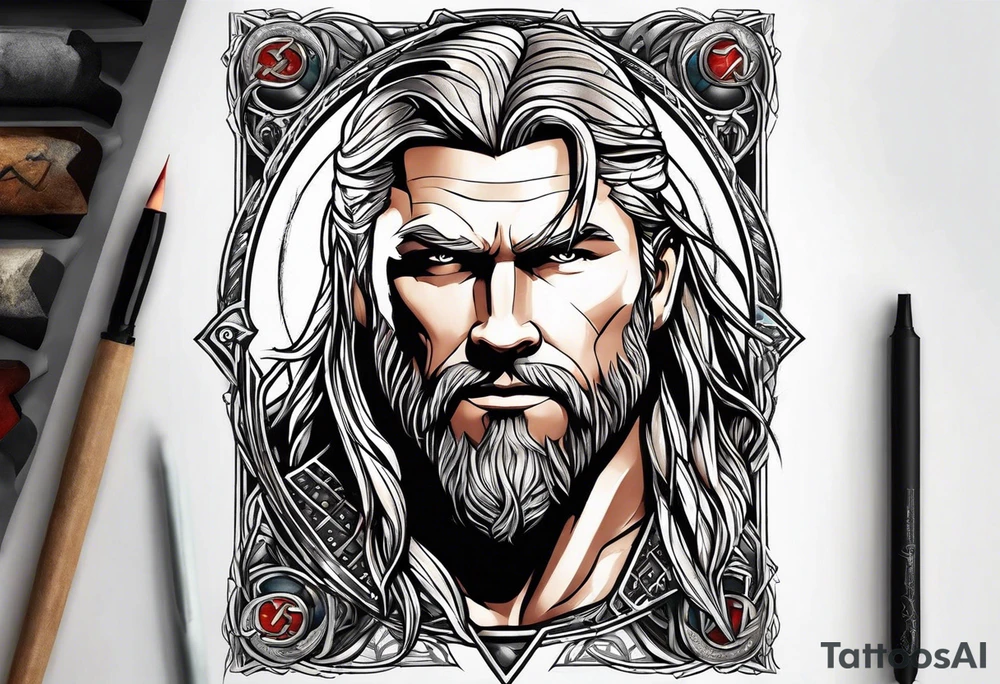 Thor with an Atheist "A" in the background tattoo idea