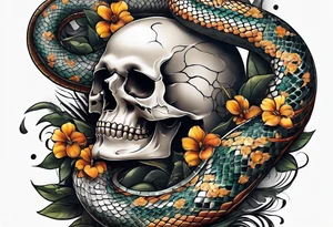 snake sleeve tattoo with skull tattoo idea