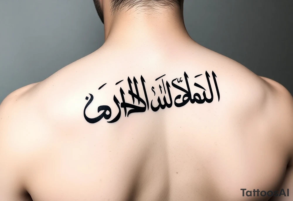 Bold, aggressive Thuluth style Arabic calligraphy of "لا فتی الا علی لا سیف الا ذوالفقار". The script should have a heavy, architectural weight. Sharp, sword-like flourishes on the letters. Deep black ink with negative space highlights. Dynamic flow tailored for the inner forearm. Minimalist but imposing, high contrast, clean lines. tattoo idea