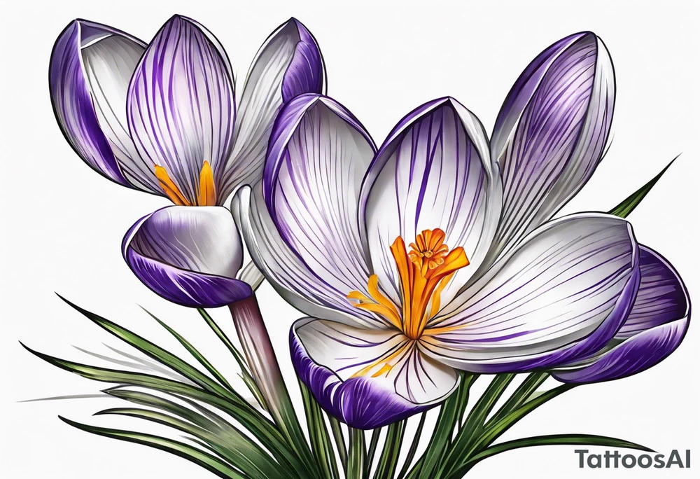 crocus flower design tattoo idea