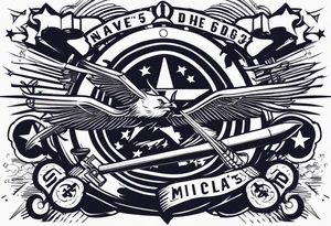 Navy theme with DDG 51, tomahawk missiles, the FC rating badge, and crossed cannons tattoo idea