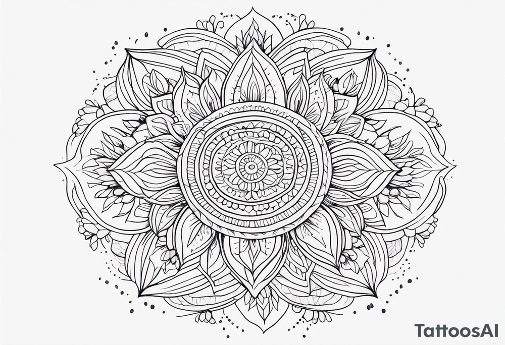mandala design fine line whimsical floral tattoo idea