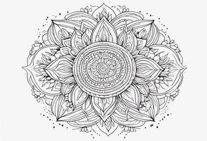mandala design fine line whimsical floral tattoo idea
