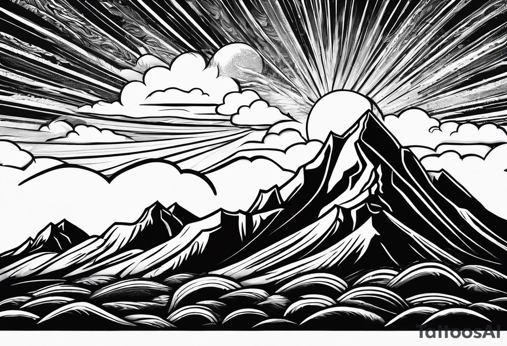 Mountain range on the blade of a chef knife. tattoo idea