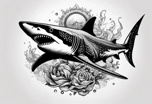 shark, octapus, lion, whale shark, manta ray sleeve tattoo idea