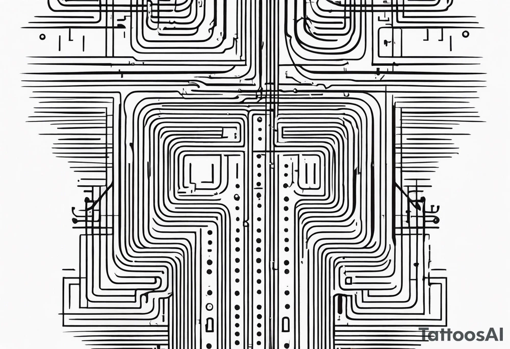Circuit minimalistic tall and long tattoo idea