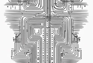 Circuit minimalistic tall and long tattoo idea