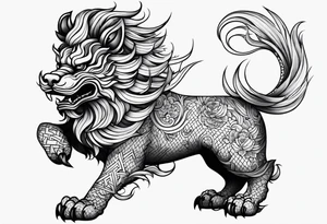 Foo dog full sleeve tattoo tattoo idea