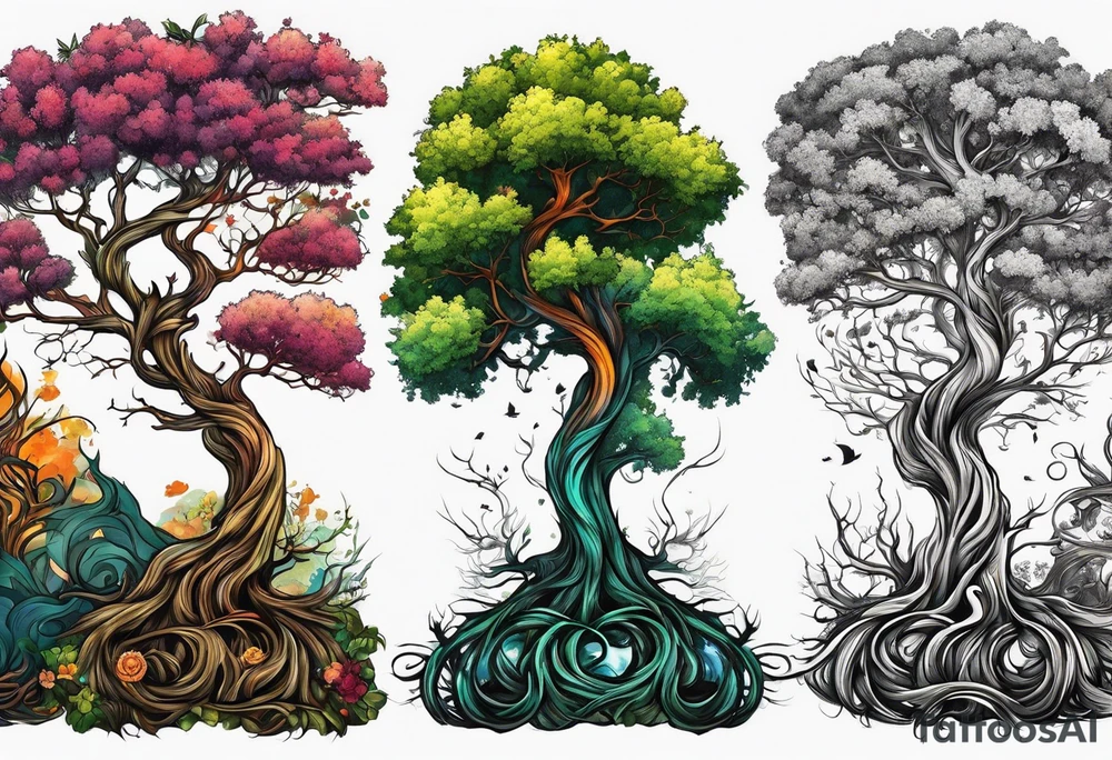 a tall skinny tree with deep roots tattoo idea