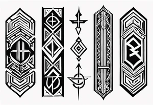 vertical rune tattoo with 4-5 symbols tattoo idea