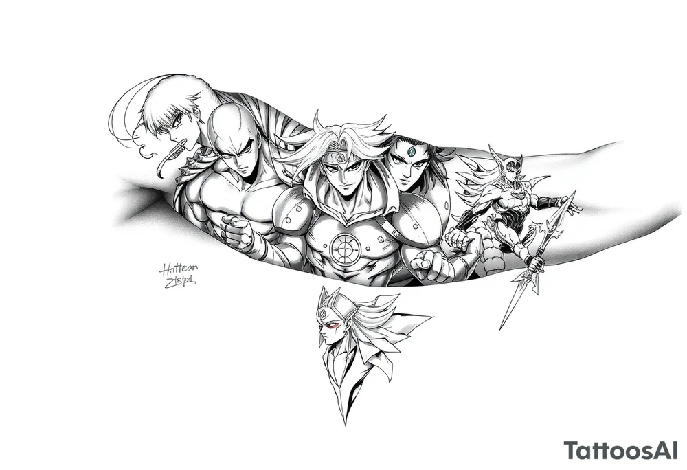 12 or more anime characters in their powerful form tattoo idea