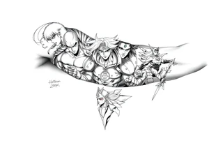 12 or more anime characters in their powerful form tattoo idea