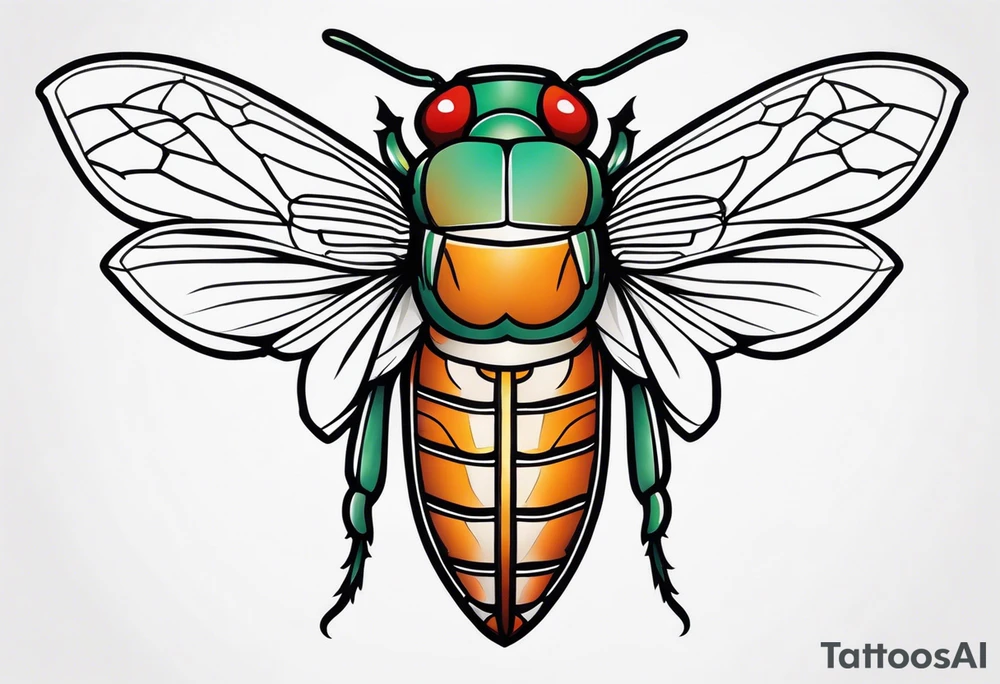 Neo traditional Cicada tattoo idea