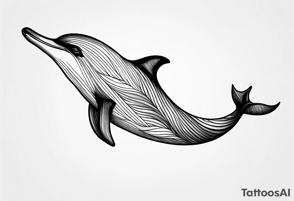 One dolphin wearing a party hat. Side view tattoo idea