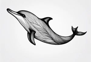 One dolphin wearing a party hat. Side view tattoo idea