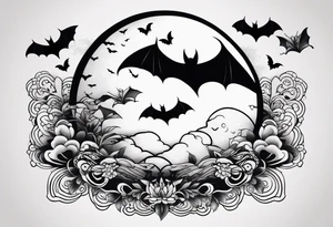 Moon and bats tattoo tattoo idea