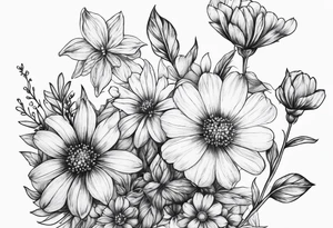 small long stem wildflowers tattoo idea