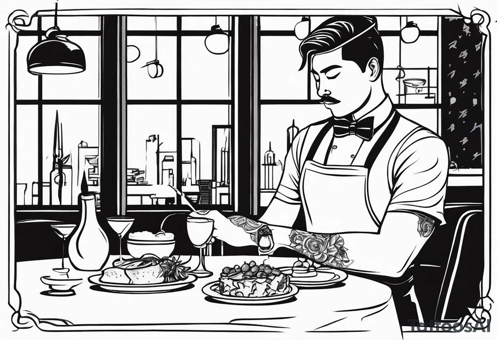Part time student restaurant Waiter tattoo idea