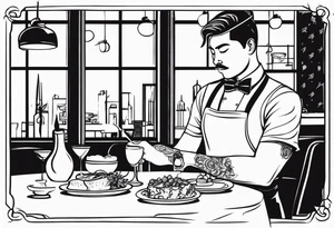 Part time student restaurant Waiter tattoo idea