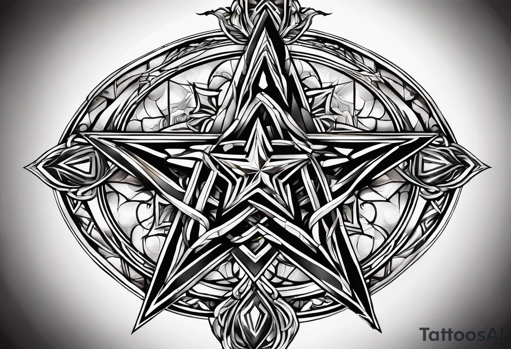 pentagram upsidedown cross tattoo idea