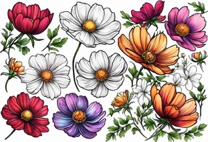 Cosmos flowers tattoo idea