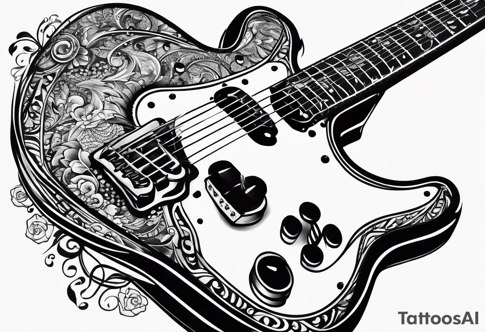 Electric guitar and baby footprints tattoo idea Electric guitar and baby footprints tattoo idea