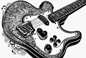 Electric guitar and baby footprints tattoo idea