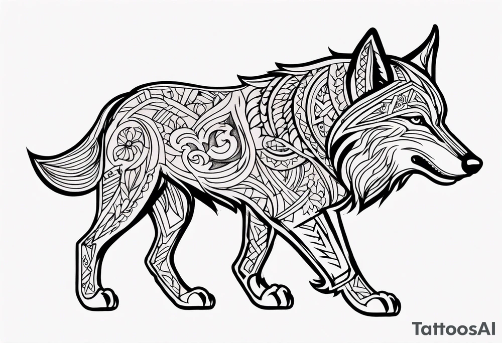 Slavic wolf tattoo idea