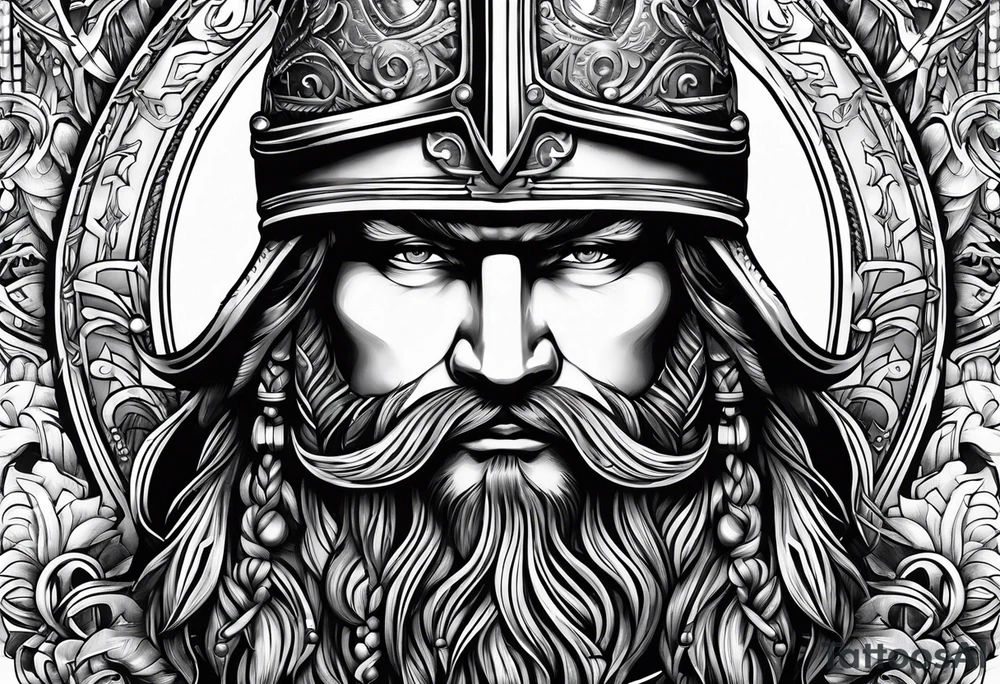 The number 64 in the style of a US Navy hull number with a viking helmet tattoo idea