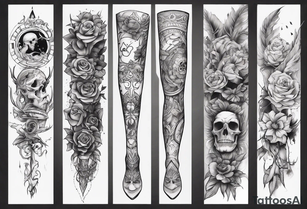 leg sleeve but unique tattoo idea