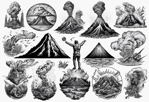 A man battling a volcano tattoo idea