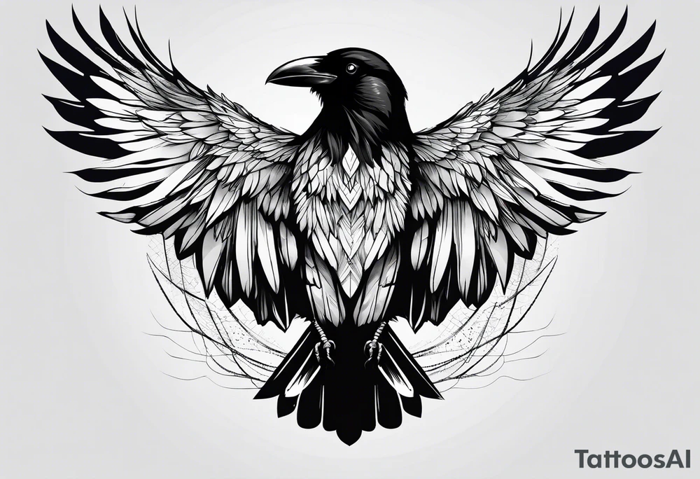 crow with open wings, only lines, minimalistic tattoo idea crow with open wings, only lines, minimalistic tattoo idea
