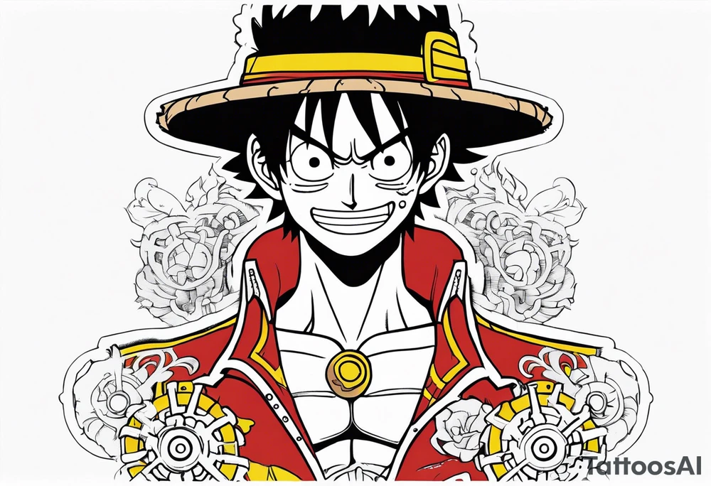 Luffy half normal half gear 5 tattoo idea