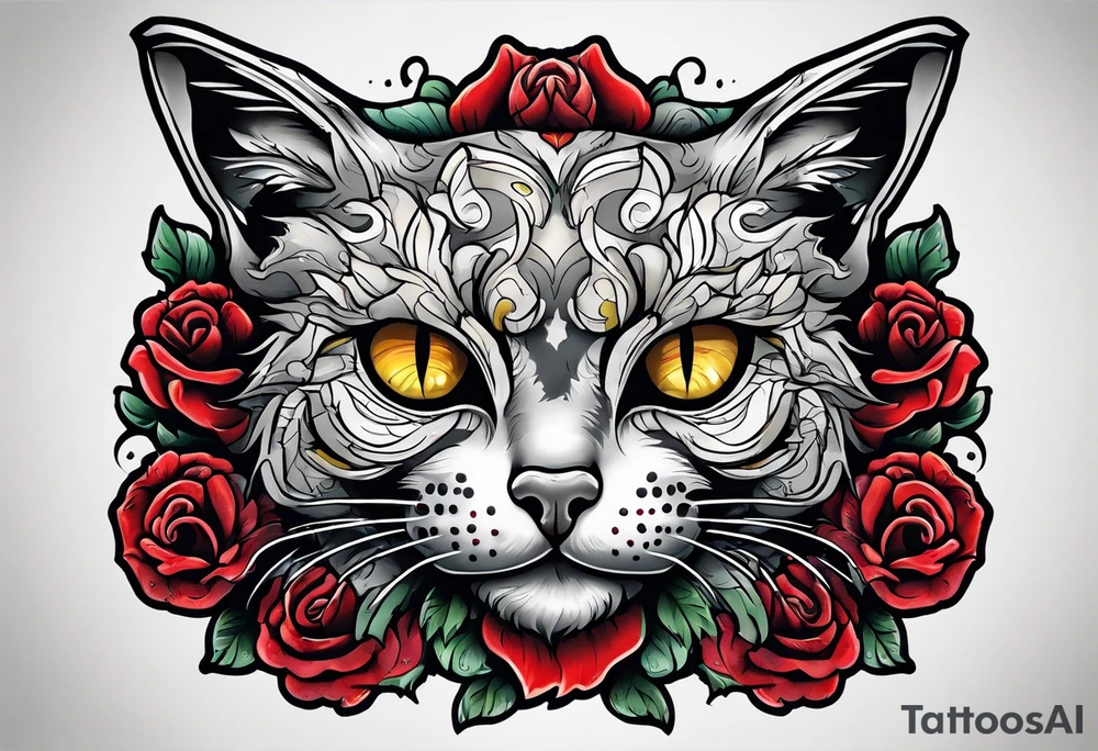 A zombie cat tattoo idea