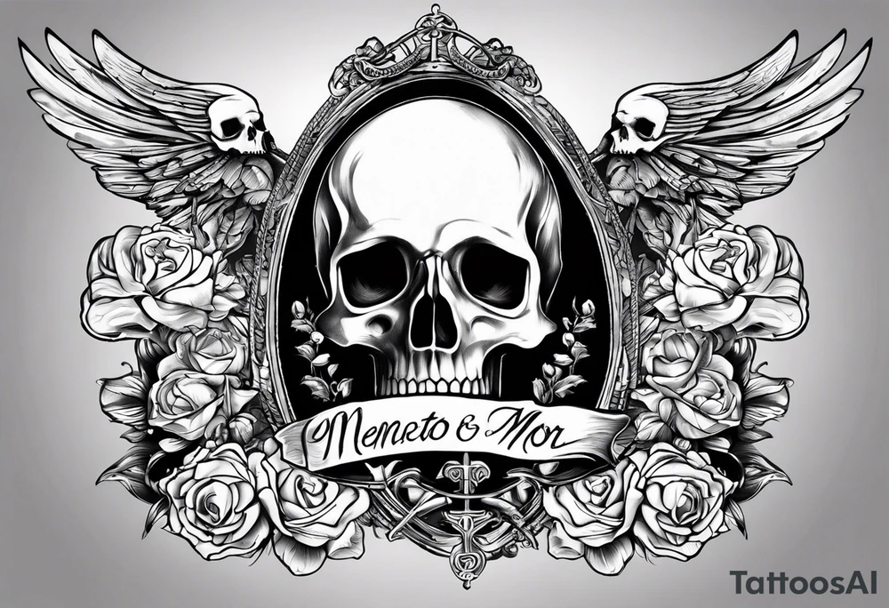 memento mori themed tattoo for my back. Would like the word included plus two hands coming together. One skeleton the other real. would also like a sword/something similar going down my spine tattoo idea