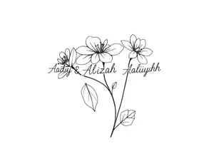mother of 3 girls flowers names in stem of flower Addy, Alizah, Aaliyah tattoo idea