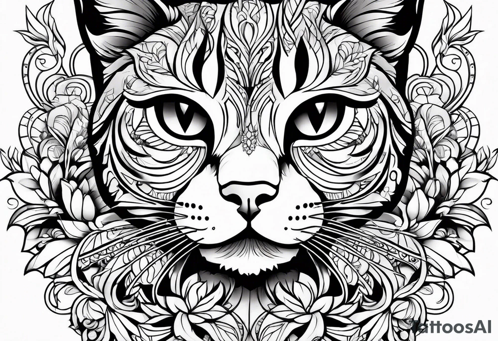 cute cat tattoo idea