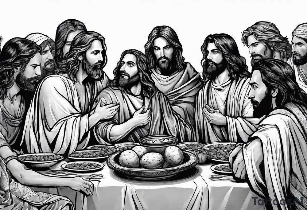 jesus at the last supper on a cliff tattoo idea