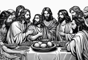 jesus at the last supper on a cliff tattoo idea