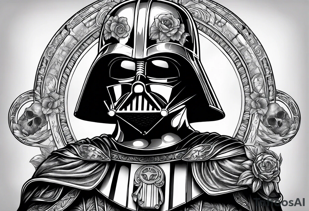 Darth Vader in Roman gladiator style with skulls tattoo idea