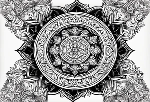 Combine intricate mandala patterns with religious symbols representing your faith at the center tattoo idea