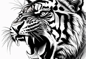 Detailed Realism, Fierce tiger roaring tattoo idea