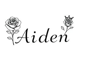 Rose with no stem with a kings crown above it and the name Aiden large Infront of it going to the right 


A rose bud with a kings crown on-top towards the left tattoo idea