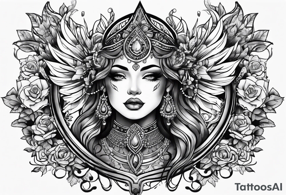 Dark goddess chest tattoo tattoo idea