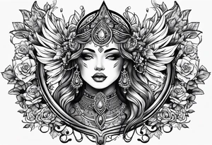 Dark goddess chest tattoo tattoo idea