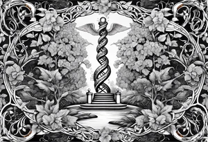 DNA helix made from root.
add leaf
angel tattoo idea