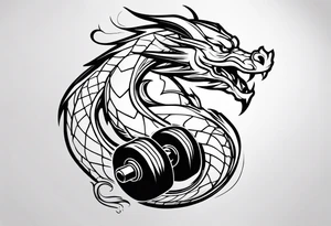 Dragon that melts a dumbbell tattoo idea