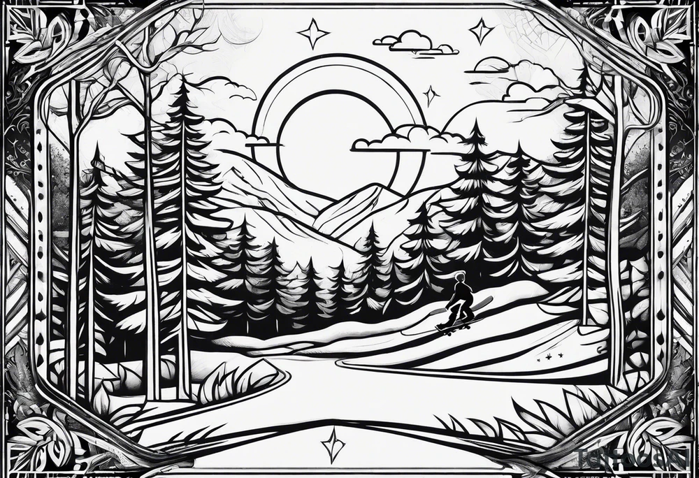 Un snowboard sur un park tattoo idea